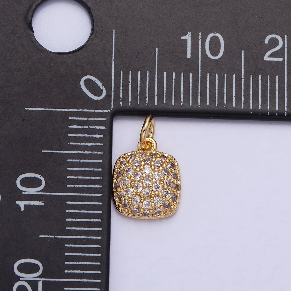 Gold, Silver Square Rounded Micro Paved CZ Add-On Charm | AC683 AC684