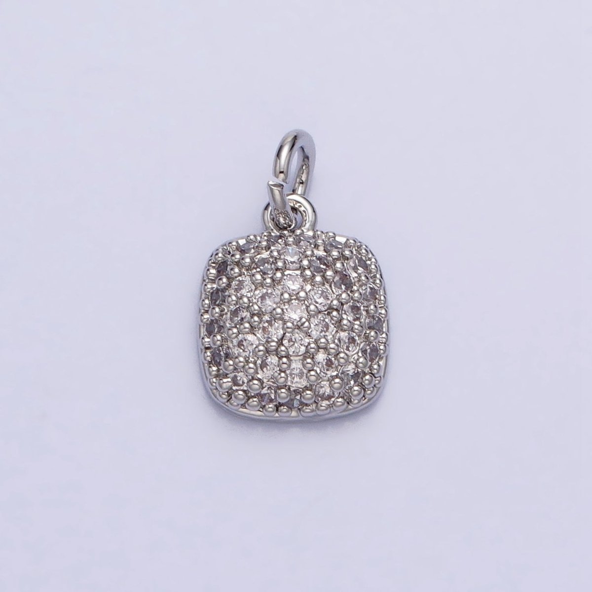 Gold, Silver Square Rounded Micro Paved CZ Add-On Charm | AC683 AC684