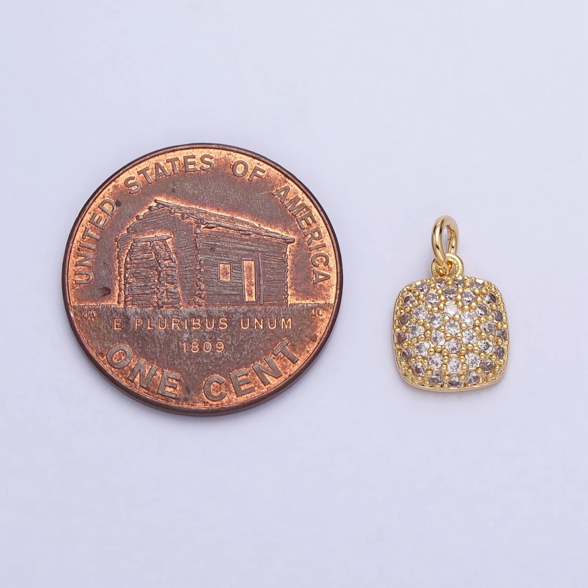 Gold, Silver Square Rounded Micro Paved CZ Add-On Charm | AC683 AC684