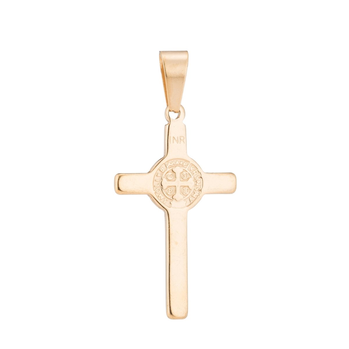 Gold Silver Stainless Steel Saint Benedict Christian Cross, Jesus Church Love Necklace Pendant For Jewelry Making J-350