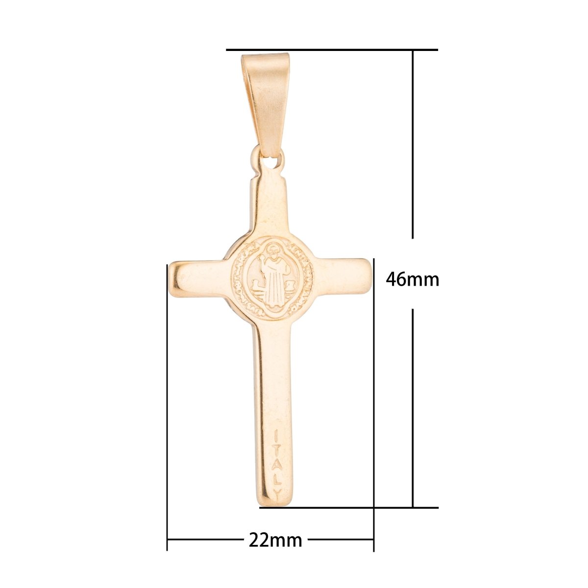 Gold Silver Stainless Steel Saint Benedict Christian Cross, Jesus Church Love Necklace Pendant For Jewelry Making J-350