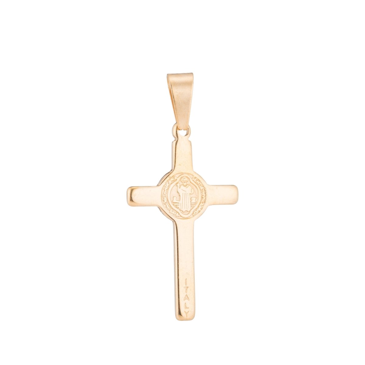 Gold Silver Stainless Steel Saint Benedict Christian Cross, Jesus Church Love Necklace Pendant For Jewelry Making J-350