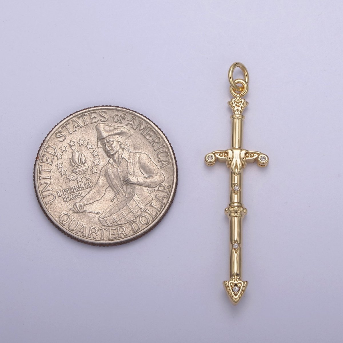 Gold / Silver Sword Charm Pendant, Large Sword Charm Pendant N-838 N-839
