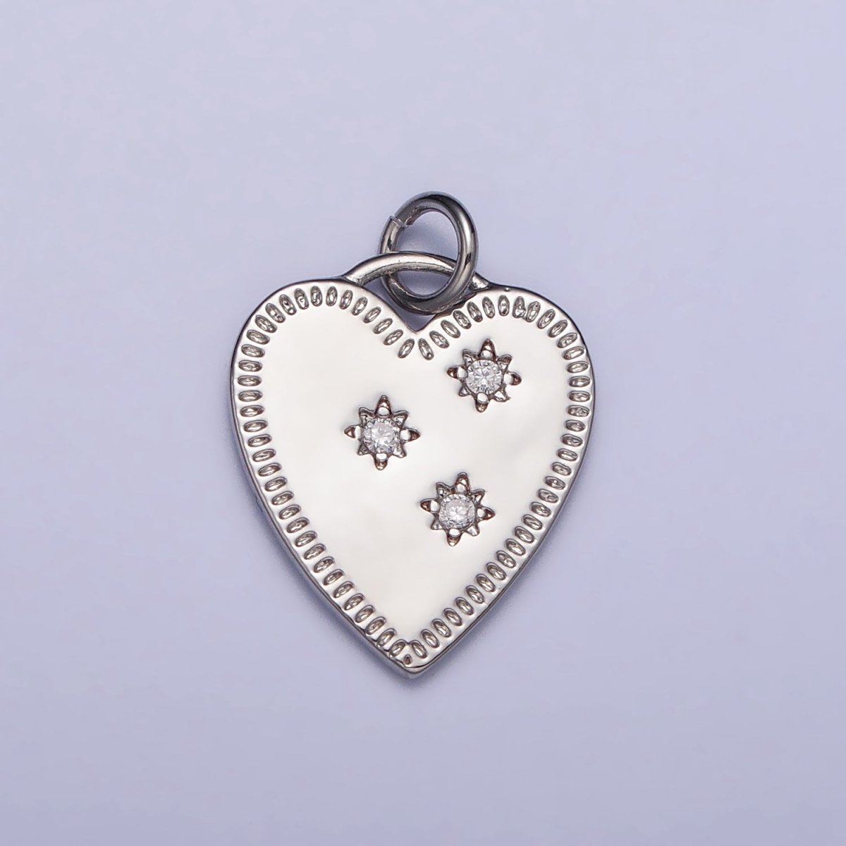 Gold, Silver Triple Celestial Star Sun Lined Outline Heart Charm | AC1019 AC1020