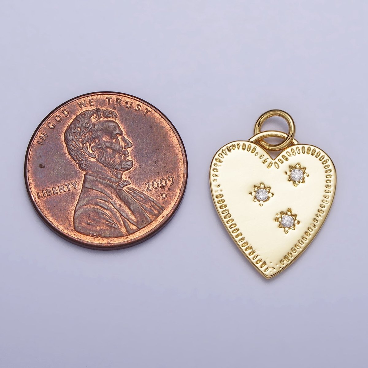 Gold, Silver Triple Celestial Star Sun Lined Outline Heart Charm | AC1019 AC1020