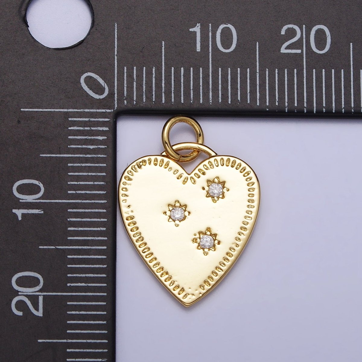 Gold, Silver Triple Celestial Star Sun Lined Outline Heart Charm | AC1019 AC1020