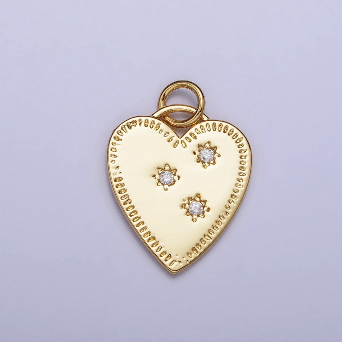 Gold, Silver Triple Celestial Star Sun Lined Outline Heart Charm | AC1019 AC1020
