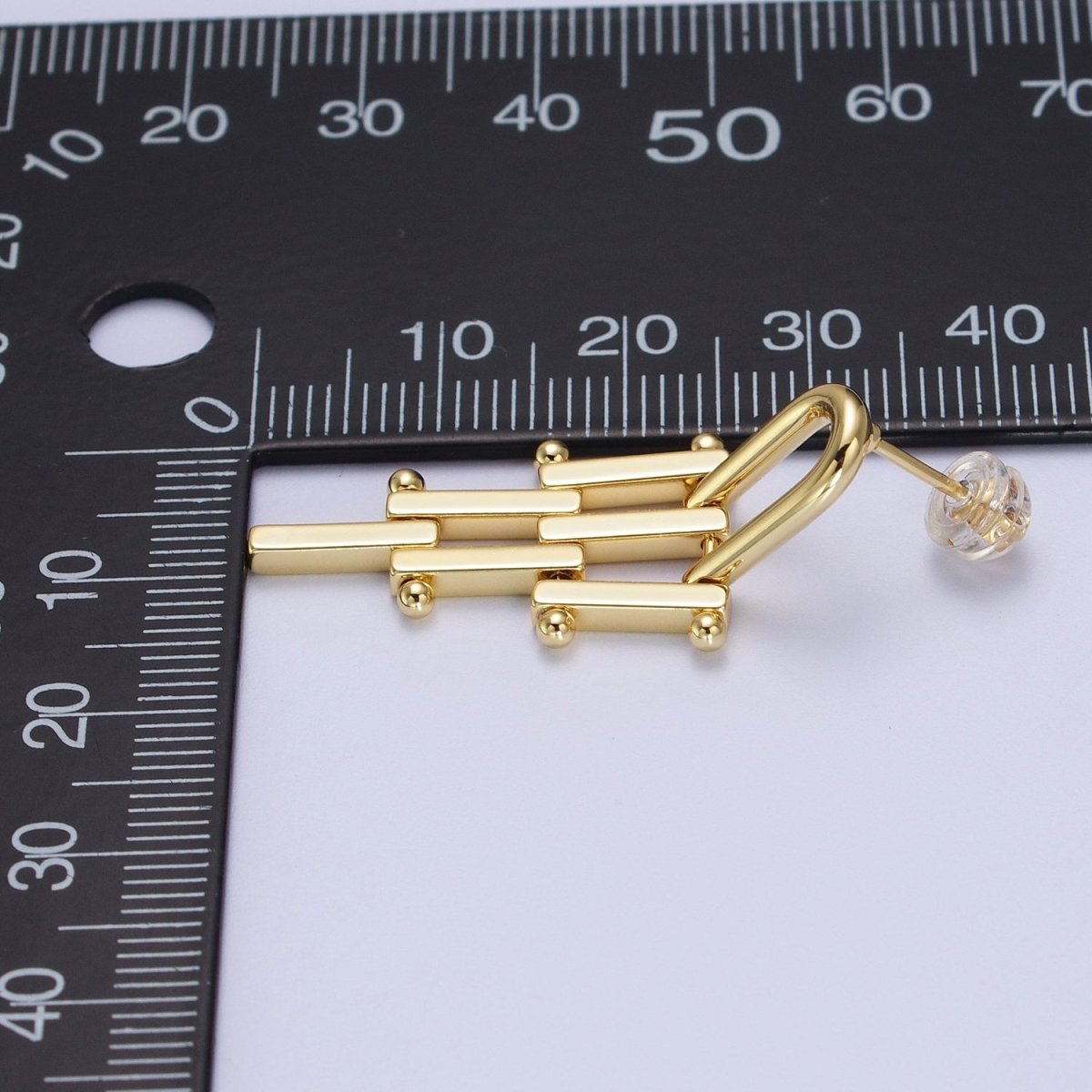 Gold & Silver U Shaped Bar Link Dangle Studs Earrings | AD-112 AD-113