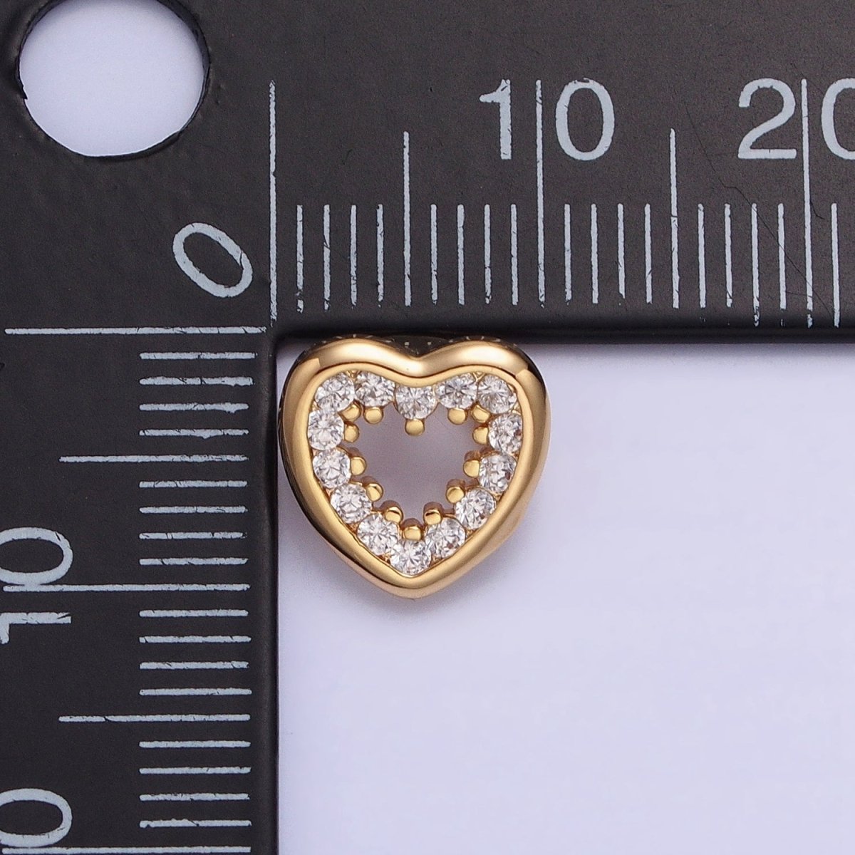 Gold, Silver Valentine Heart Micro Paved Open Back Loop Pendant | AA352 AA364