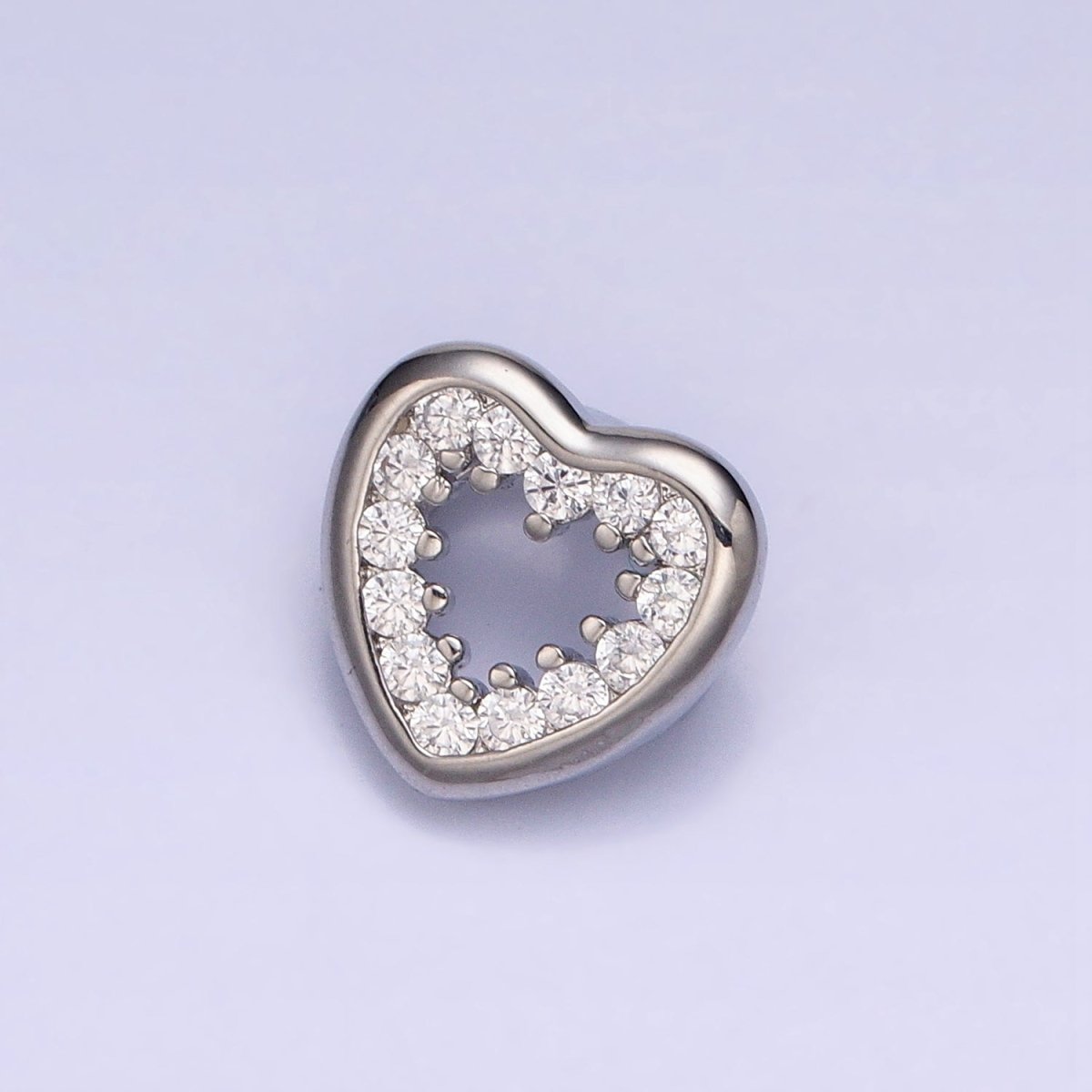 Gold, Silver Valentine Heart Micro Paved Open Back Loop Pendant | AA352 AA364