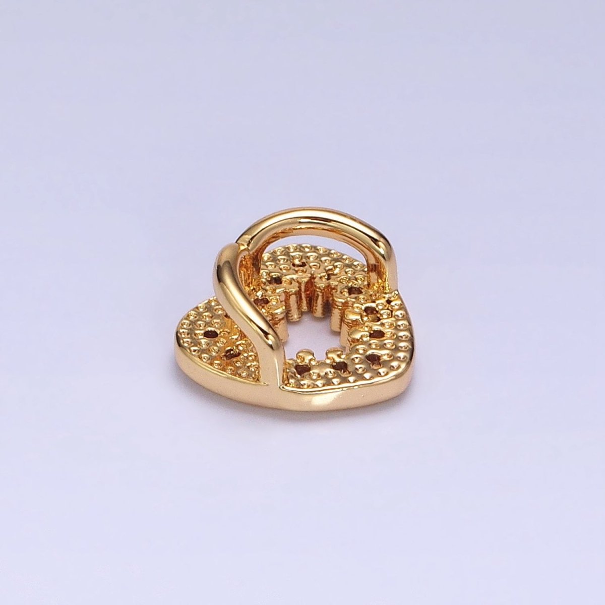 Gold, Silver Valentine Heart Micro Paved Open Back Loop Pendant | AA352 AA364