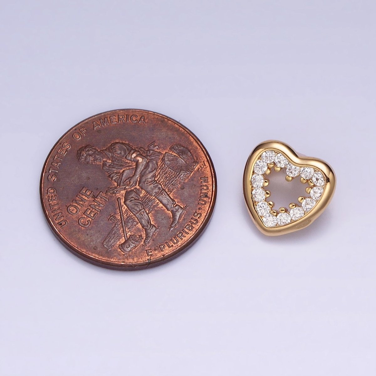 Gold, Silver Valentine Heart Micro Paved Open Back Loop Pendant | AA352 AA364