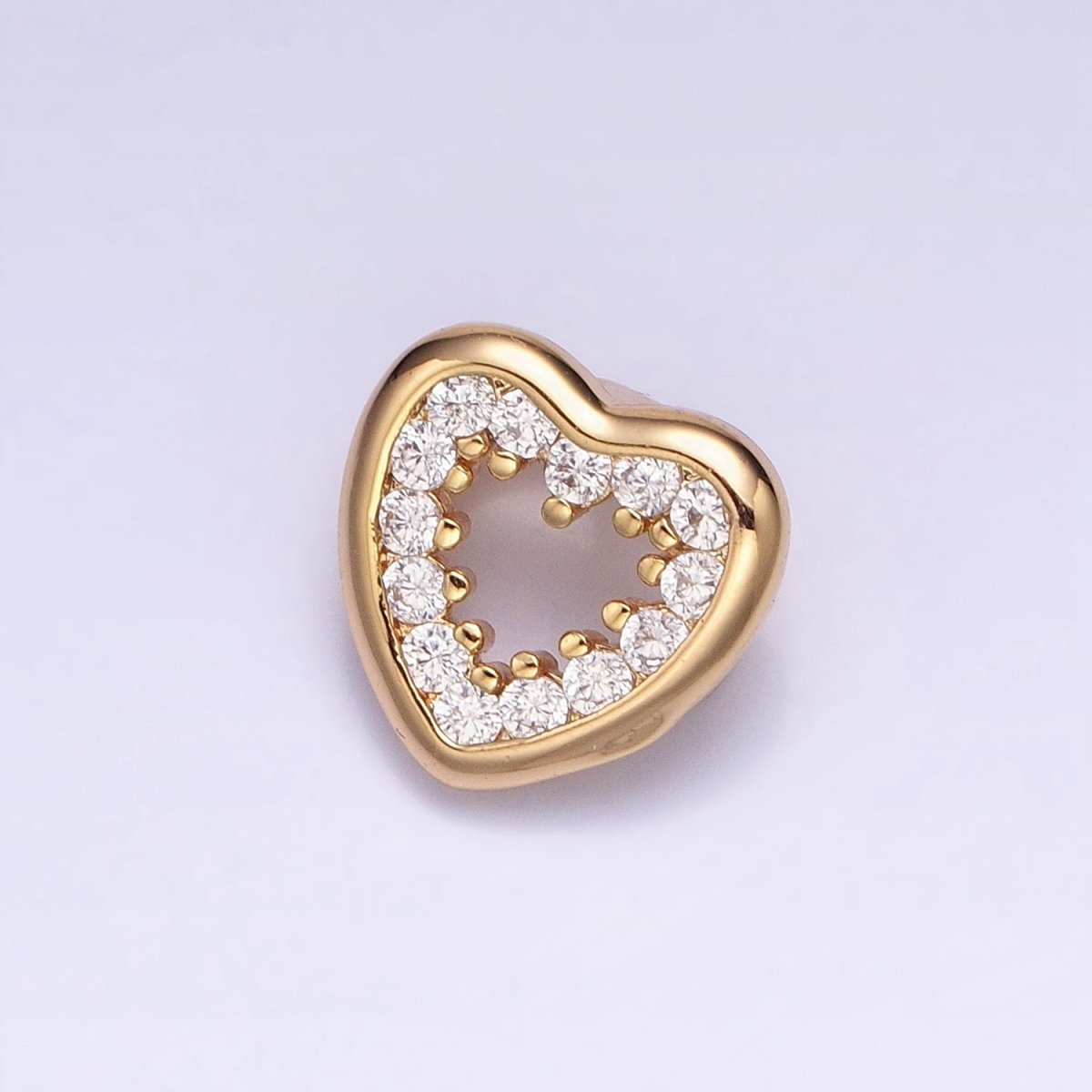 Gold, Silver Valentine Heart Micro Paved Open Back Loop Pendant | AA352 AA364
