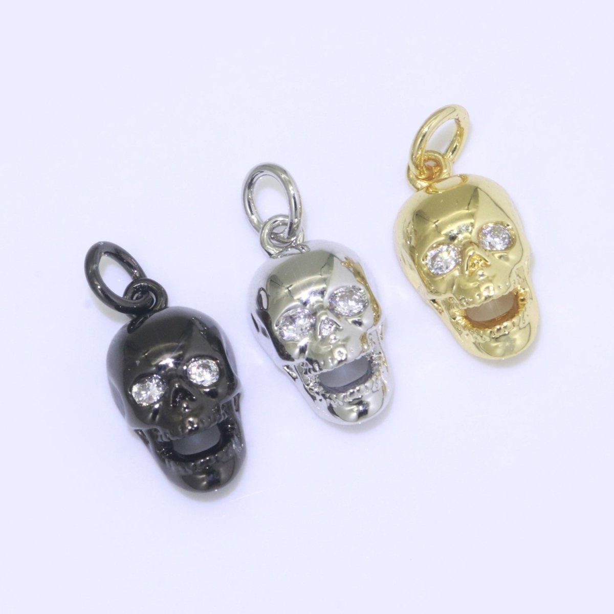 Gold Skull Charm, Skull Pendant, 3D Skull Pendant Gold Filled Charm, Pewter, Silver Black Gun Metal Charm Bracelet Necklace for halloween M-508 - M-510