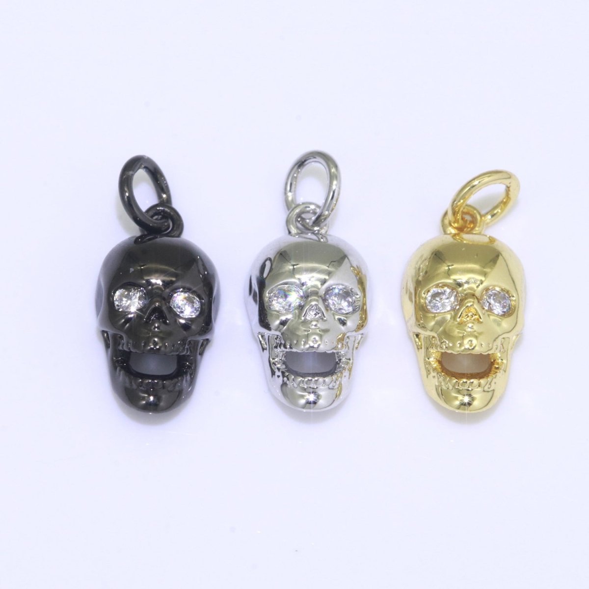 Gold Skull Charm, Skull Pendant, 3D Skull Pendant Gold Filled Charm, Pewter, Silver Black Gun Metal Charm Bracelet Necklace for halloween M-508 - M-510