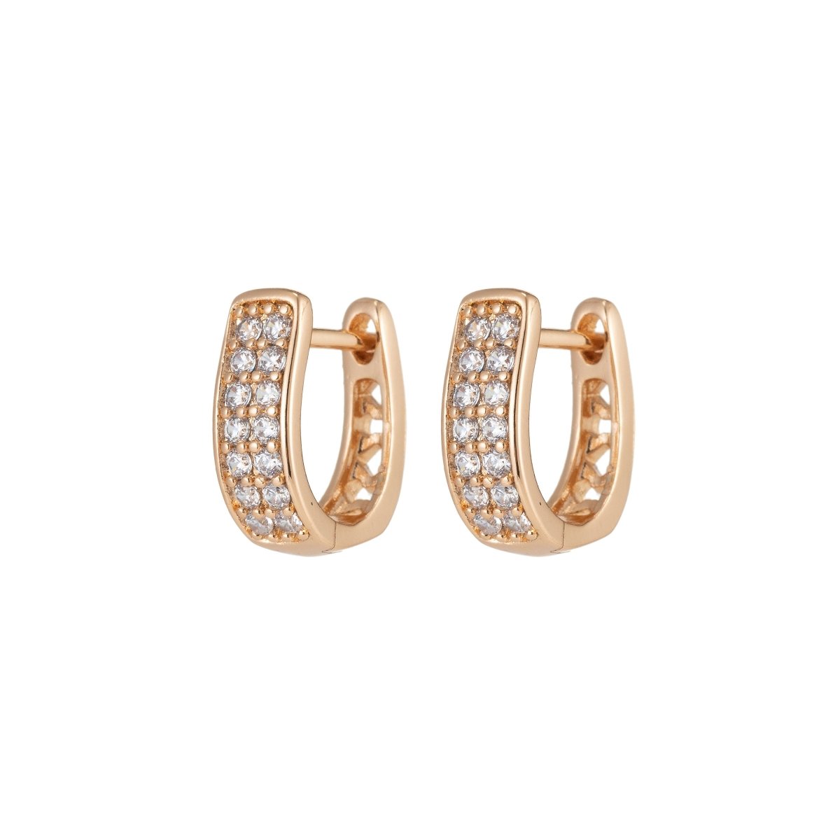 Gold Small hoops, huggie hoops, tiny hoop earrings, delicate hoops Micro Pave minimalist earrings, dainty earrings minimal hoops Q-054 - DLUXCA