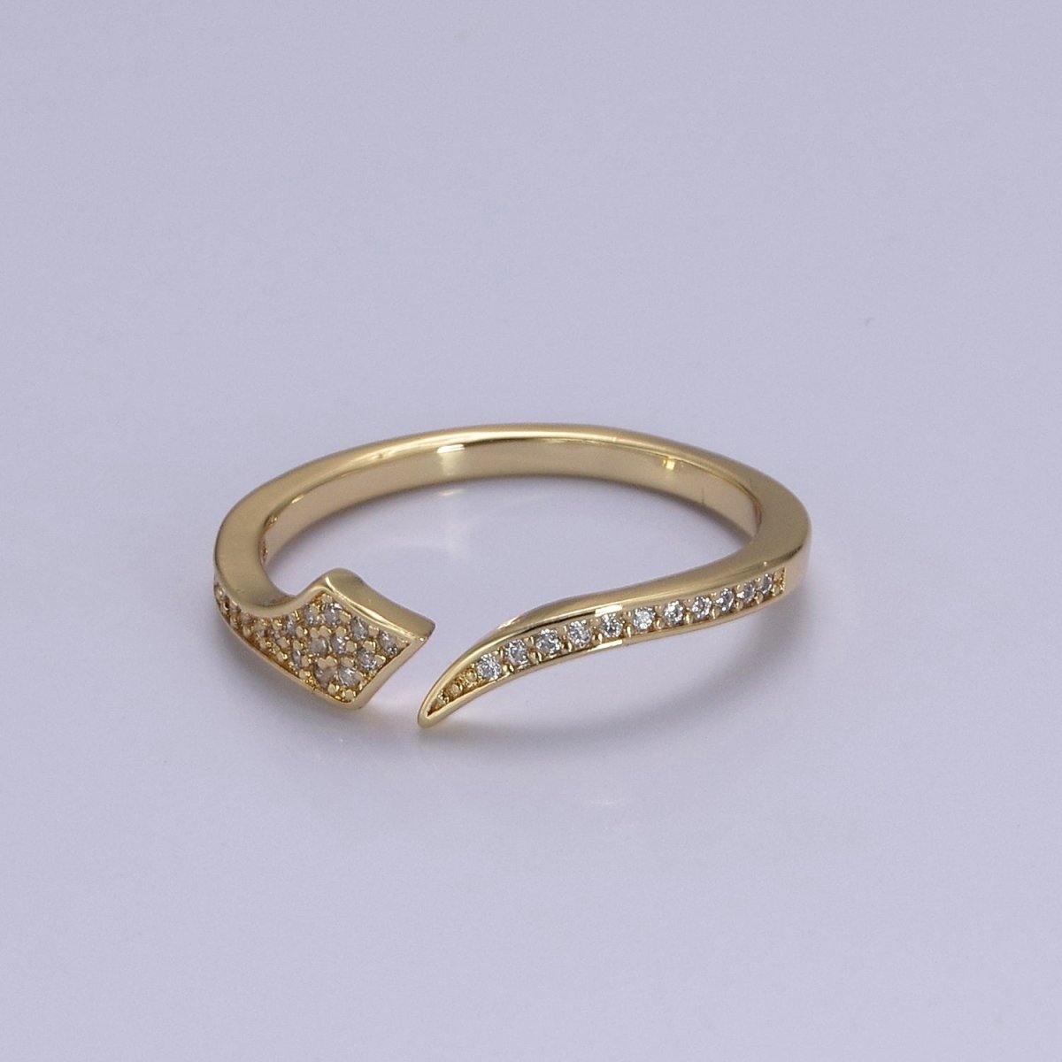 Gold snake ring, Cubic snake ring, Adjustable CZ serpent ring, Delicate Gold minimalist jewelry Open Adjustable Ring S-367