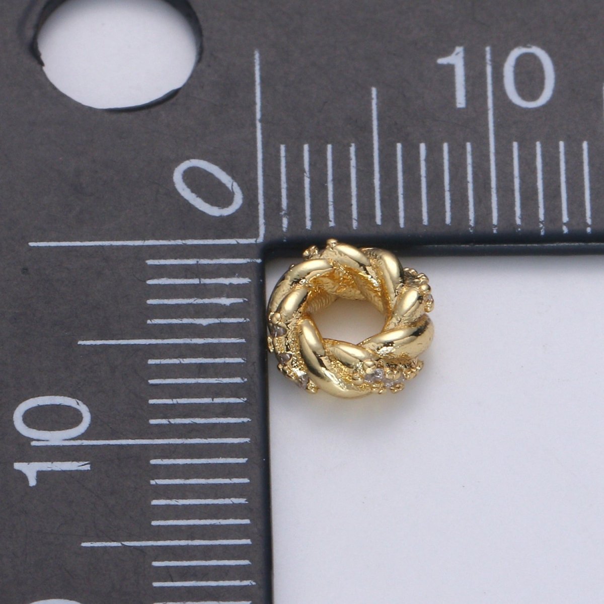 Gold Spacer Beads, for DIY Beaded Bracelet Jewelry Micro Pave Cz Charms Rondell Bead Spacer Bead Size 7mm Bead B-506