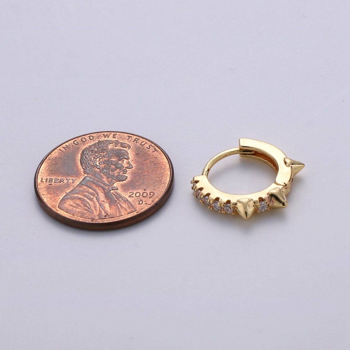 Gold Spike hoops, Tiny Spike Earrings, hoop spike earrings, mini hoops, mini earrings, minimalist earrings, huggie hoops, Dainty hoops P-050