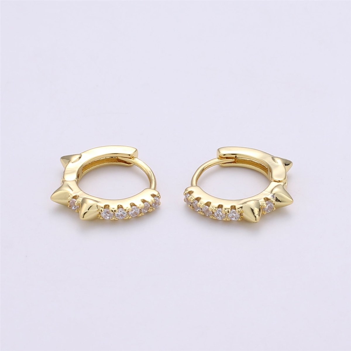Gold Spike hoops, Tiny Spike Earrings, hoop spike earrings, mini hoops, mini earrings, minimalist earrings, huggie hoops, Dainty hoops P-050