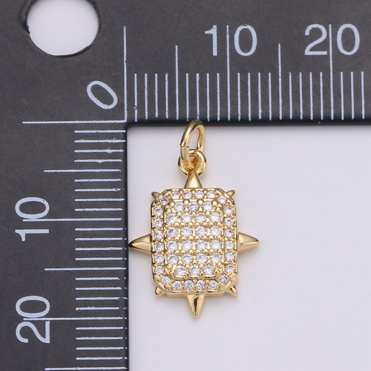 Gold Square Stud Charm, Micro Pave Cz Geometric Pendant, 20x14mm geometric Square charm for necklace earring bracelet supply D-527 D-528