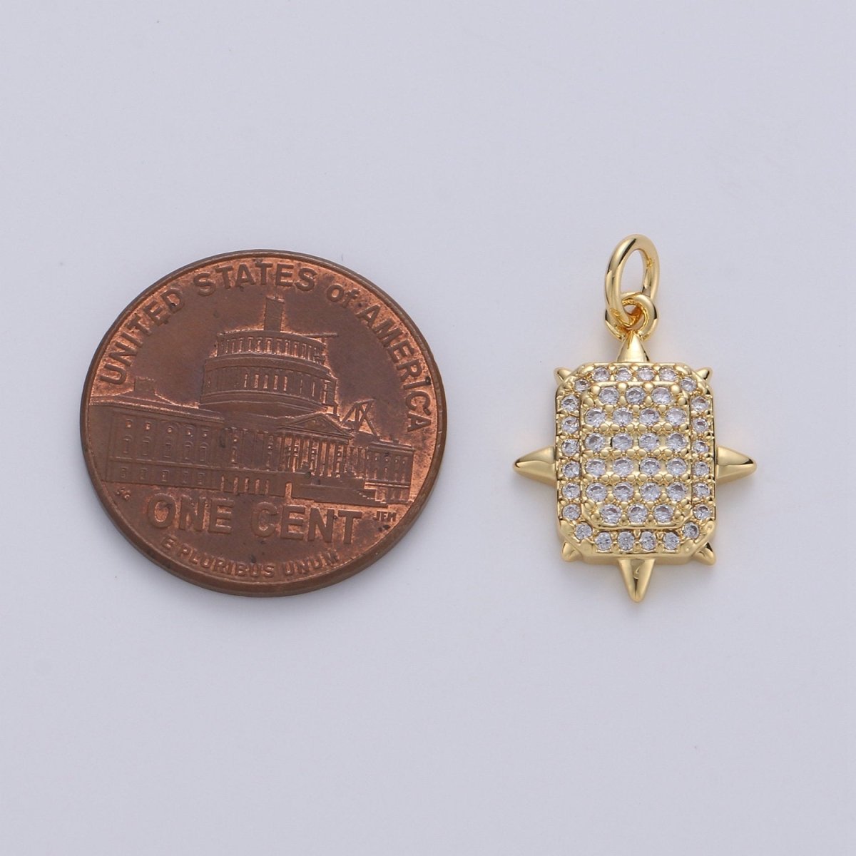 Gold Square Stud Charm, Micro Pave Cz Geometric Pendant, 20x14mm geometric Square charm for necklace earring bracelet supply D-527 D-528