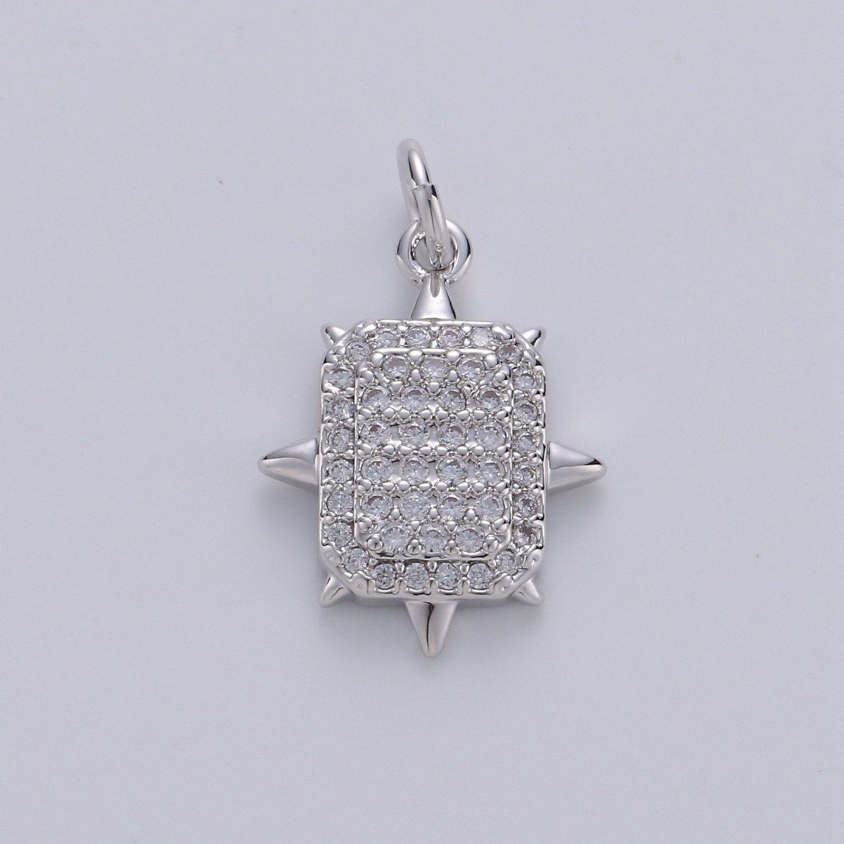 Gold Square Stud Charm, Micro Pave Cz Geometric Pendant, 20x14mm geometric Square charm for necklace earring bracelet supply D-527 D-528