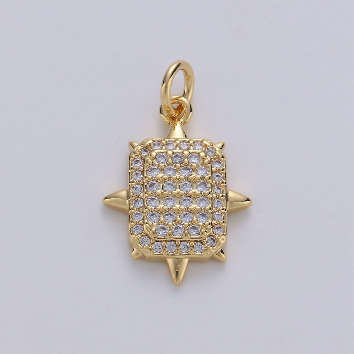 Gold Square Stud Charm, Micro Pave Cz Geometric Pendant, 20x14mm geometric Square charm for necklace earring bracelet supply D-527 D-528