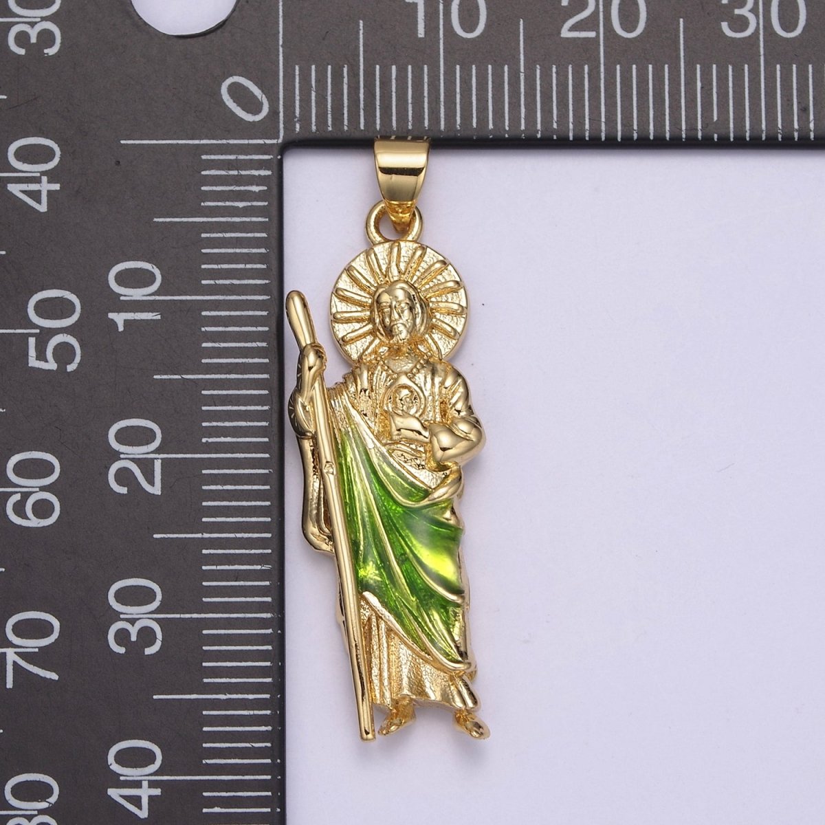 Gold St Jude Pendant San Judas Tadeo Medalla Charm medallion Patron Saint of Hopeless Cause Rosary Necklace Jewelry Supply N-1403 N-549