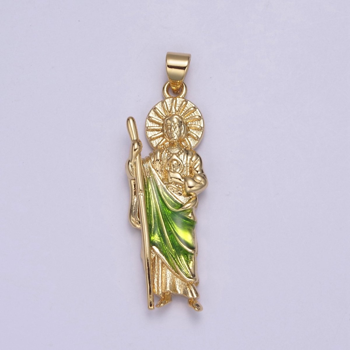 Gold St Jude Pendant San Judas Tadeo Medalla Charm medallion Patron Saint of Hopeless Cause Rosary Necklace Jewelry Supply N-1403 N-549