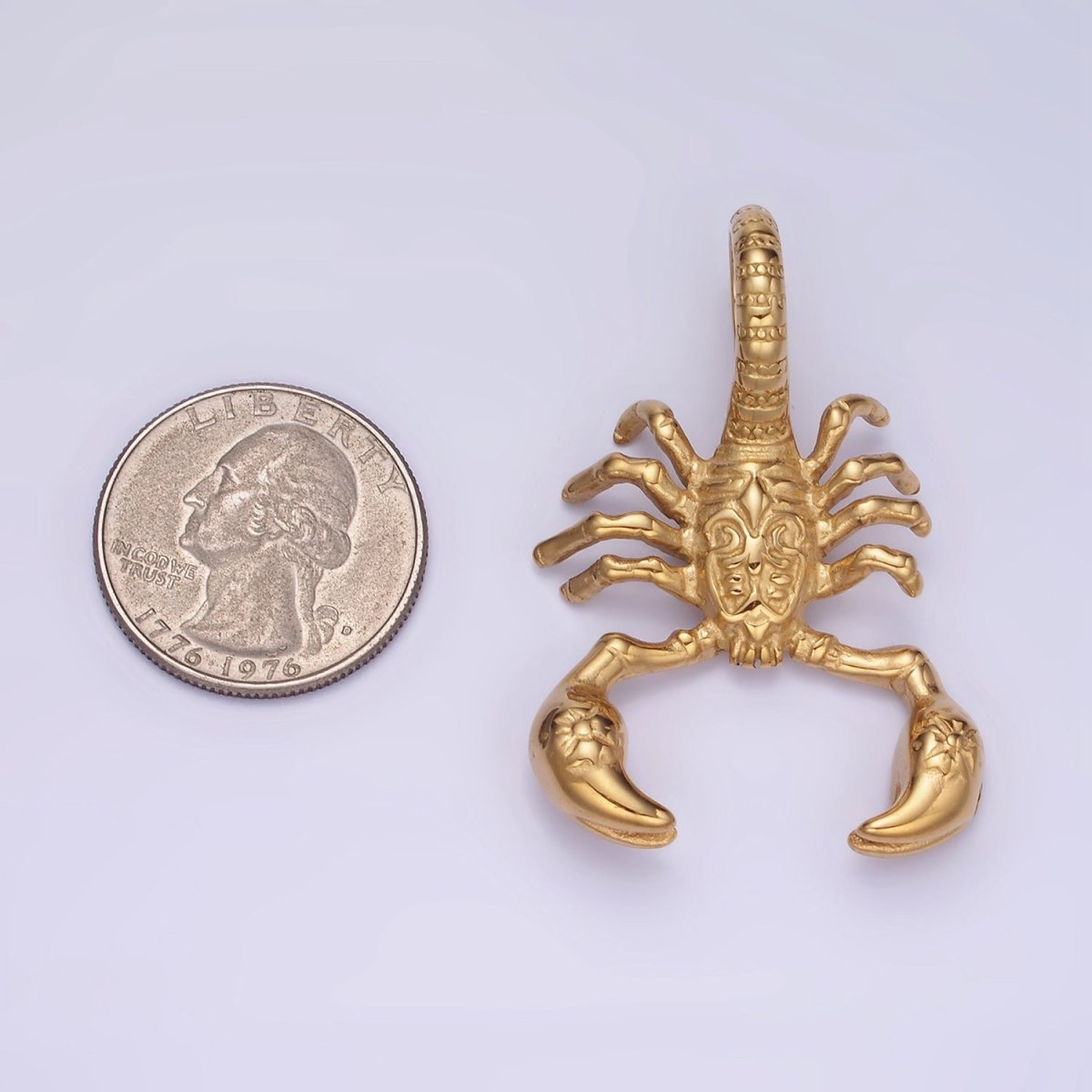 Gold Stainless Steel Scorpio Scorpion Animal Pendant P-1373 - DLUXCA