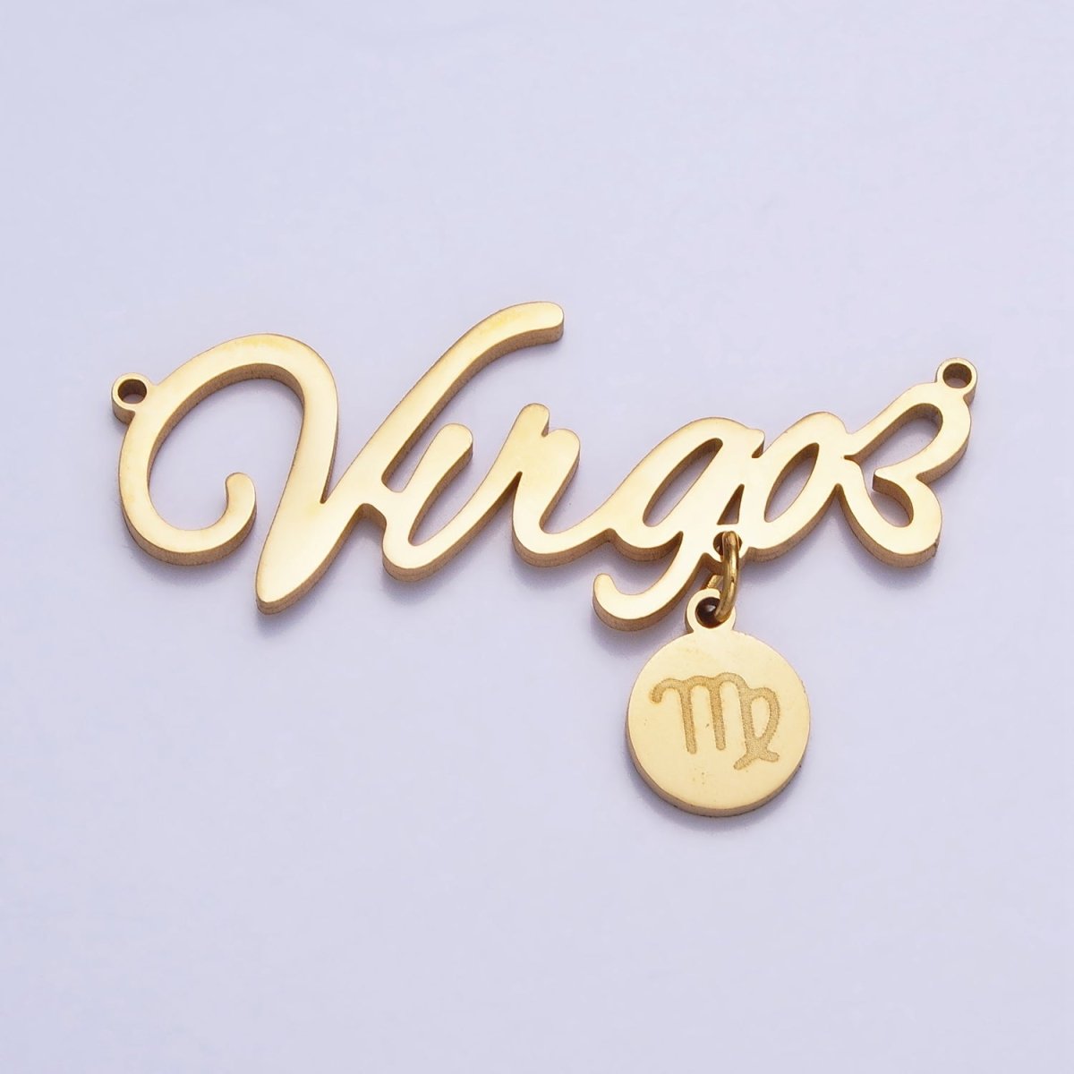 Gold Stainless Steel Zodiac Astrology Cursive Font Mini Symbol Connector Personalized Jewelry Making | A-A1379-A-A1384
