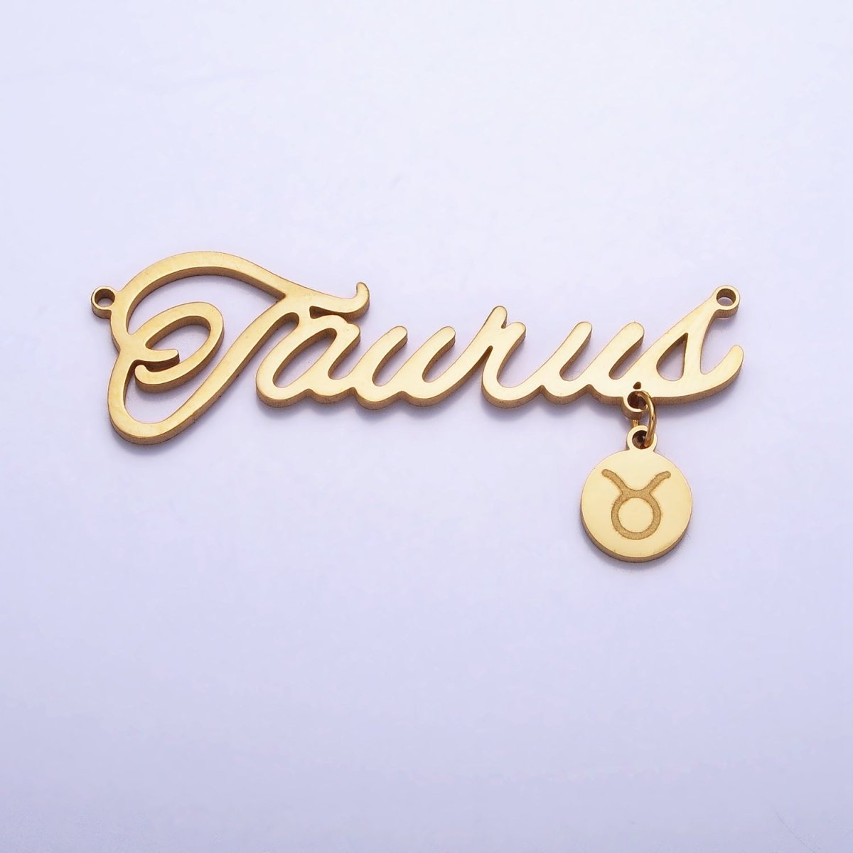 Gold Stainless Steel Zodiac Astrology Cursive Font Mini Symbol Connector Personalized Jewelry Making | A-A1379-A-A1384