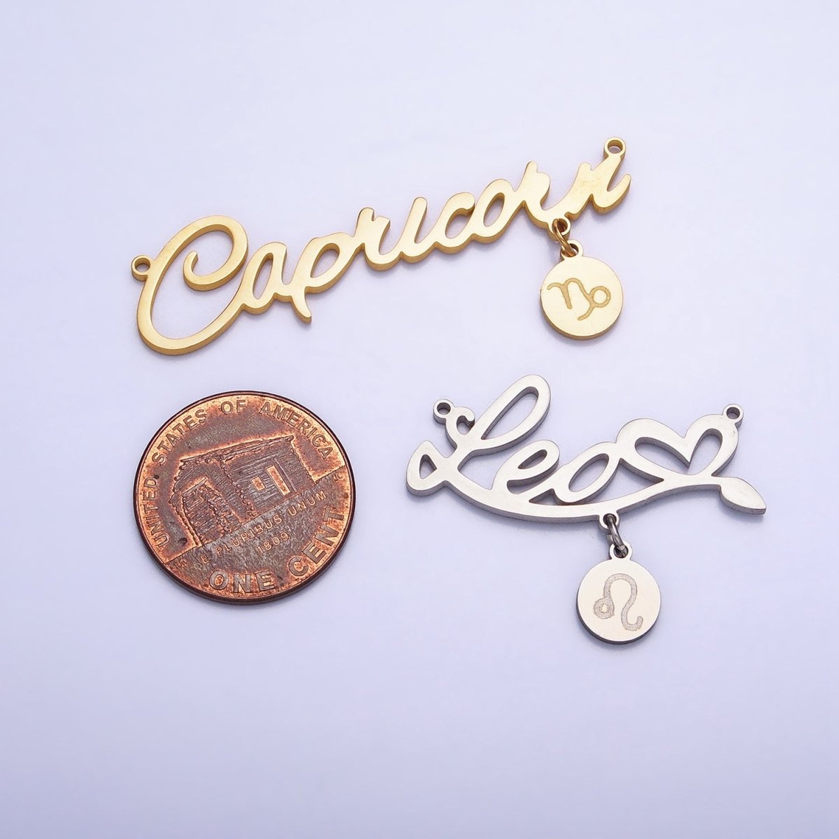 Gold Stainless Steel Zodiac Astrology Cursive Font Mini Symbol Connector Personalized Jewelry Making | A-A1379-A-A1384