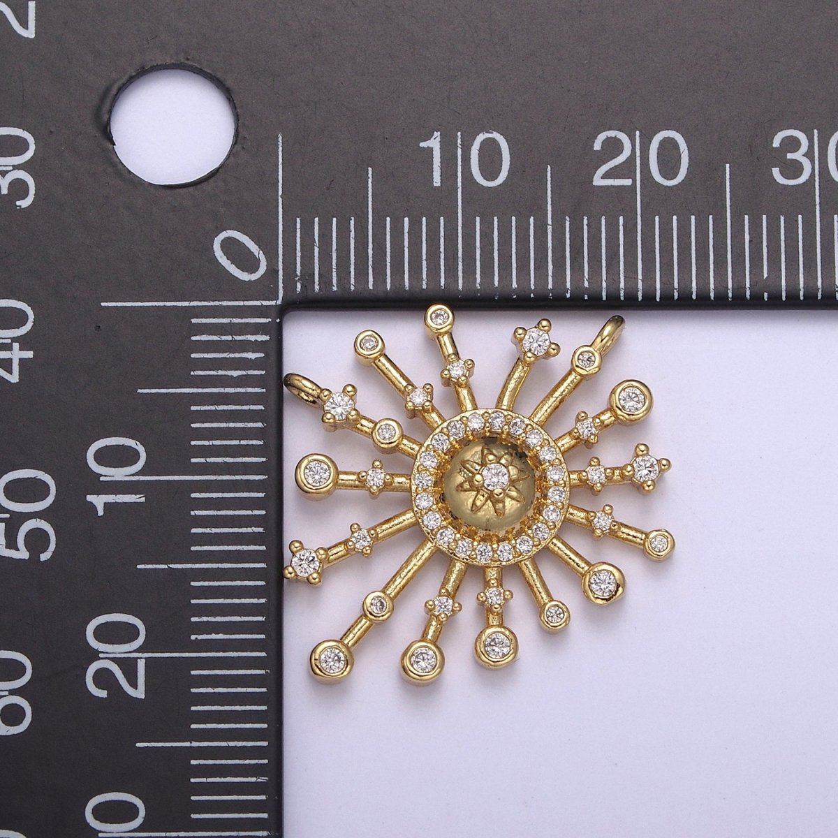Gold Star Burst Charm Conenctor for Necklace Bracelet Component Celestial Jewelry Making F-660 - DLUXCA