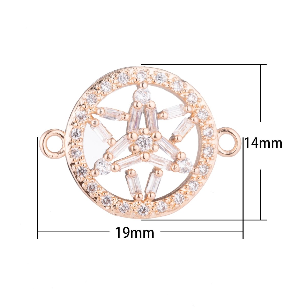 Gold Star, Celestial, Starry, DIY Handcrafted Ladies Gift, Cubic Zirconia Bracelet Charm, Necklace Pendant, Findings for Jewelry Making,  F-156