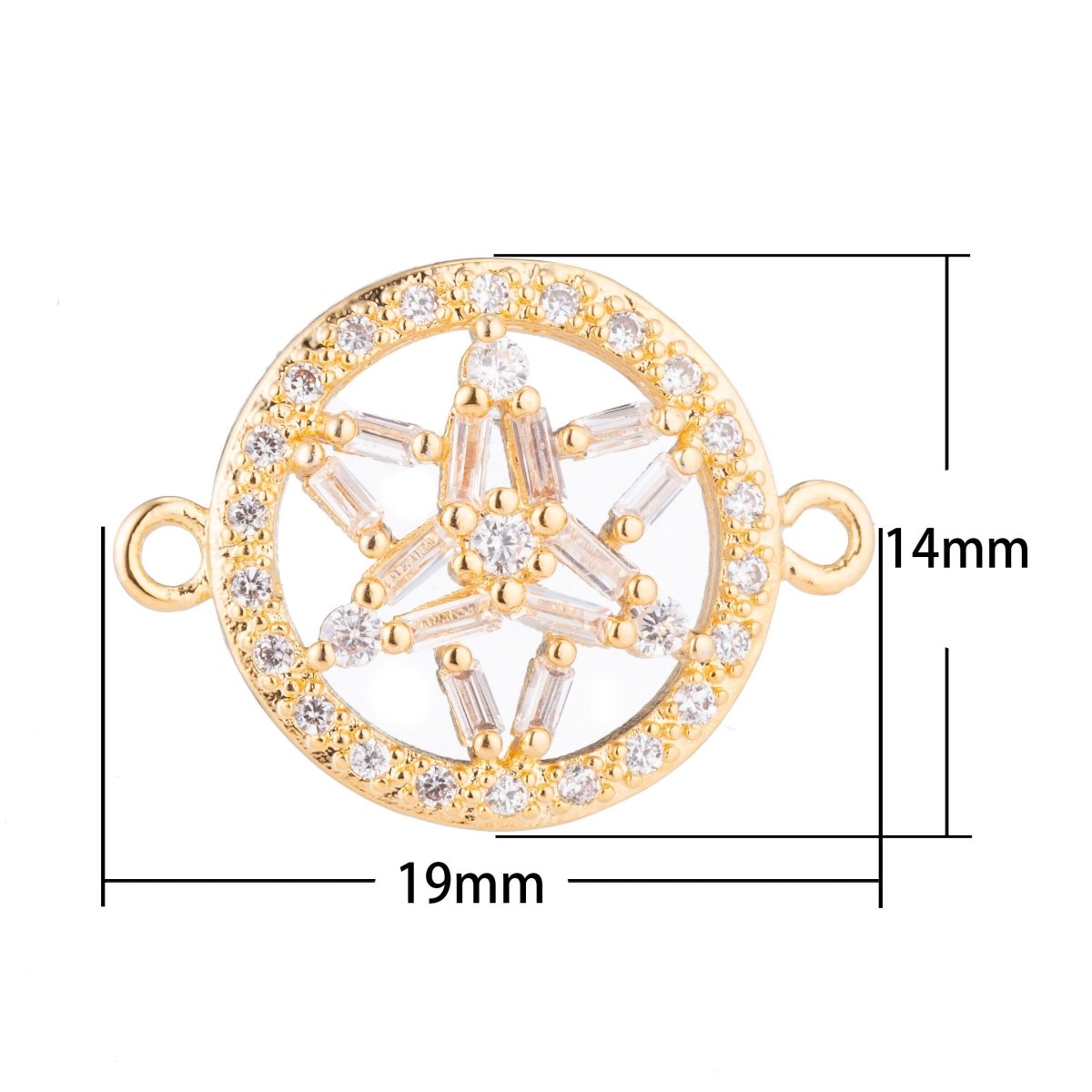 Gold Star, Celestial, Starry, DIY Handcrafted Ladies Gift, Cubic Zirconia Bracelet Charm, Necklace Pendant, Findings for Jewelry Making,  F-156