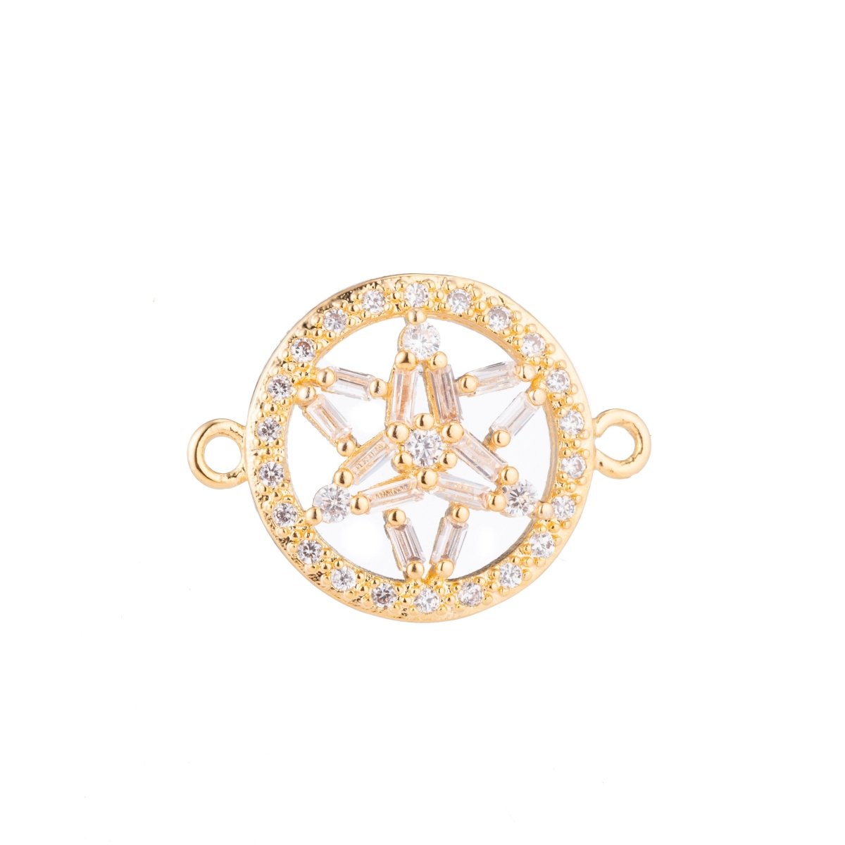 Gold Star, Celestial, Starry, DIY Handcrafted Ladies Gift, Cubic Zirconia Bracelet Charm, Necklace Pendant, Findings for Jewelry Making,  F-156