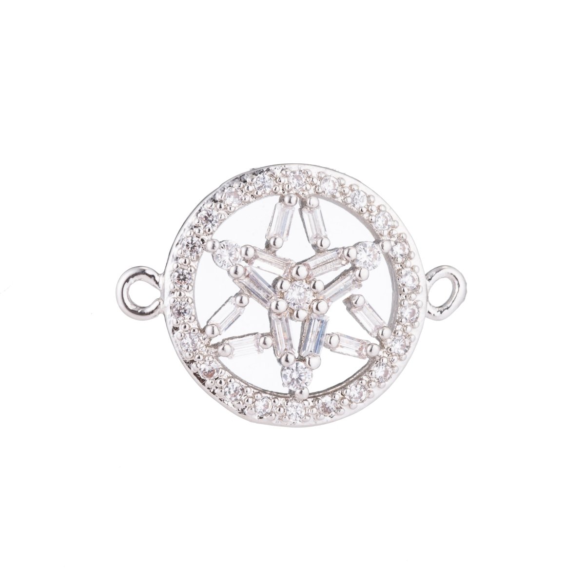 Gold Star, Celestial, Starry, DIY Handcrafted Ladies Gift, Cubic Zirconia Bracelet Charm, Necklace Pendant, Findings for Jewelry Making,  F-156