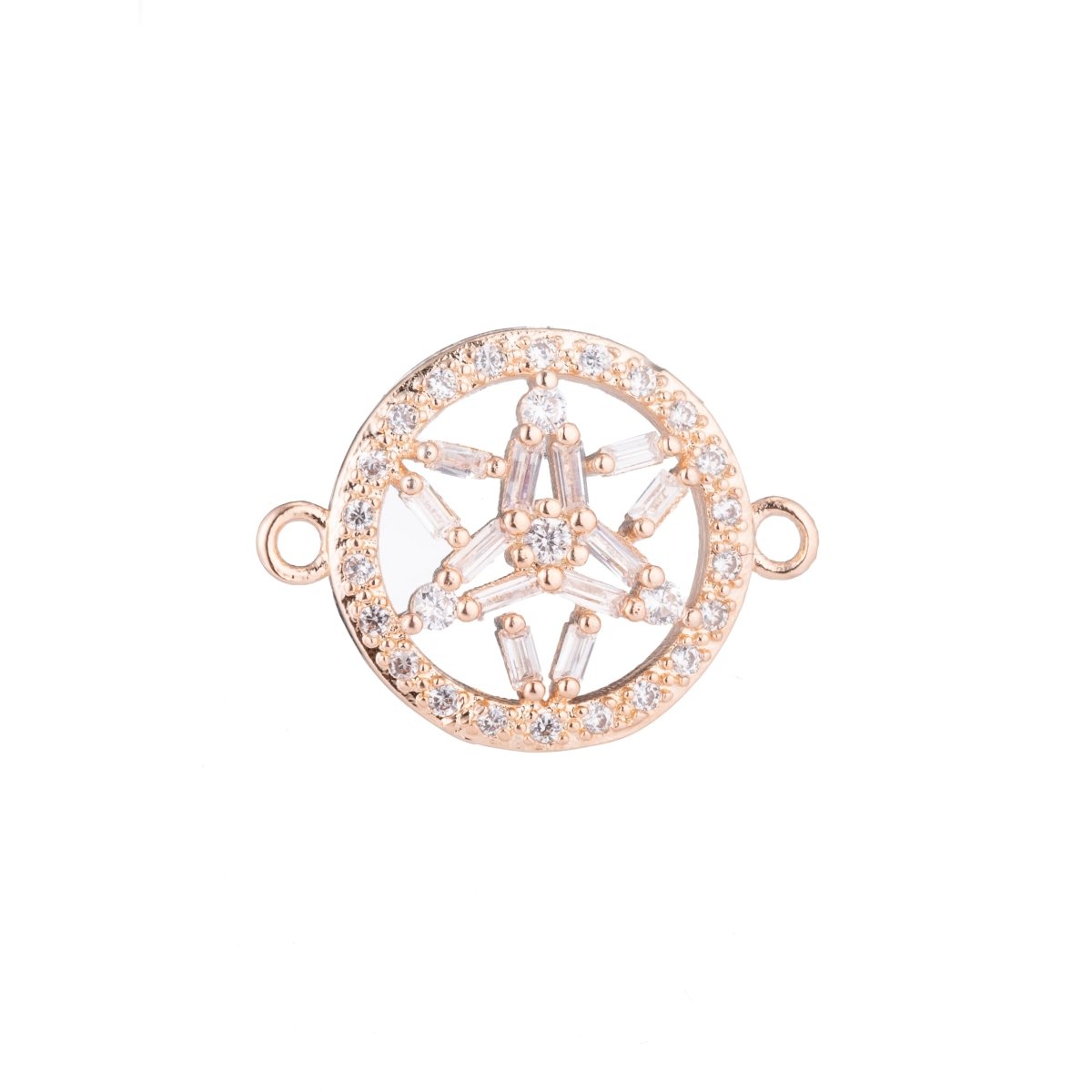 Gold Star, Celestial, Starry, DIY Handcrafted Ladies Gift, Cubic Zirconia Bracelet Charm, Necklace Pendant, Findings for Jewelry Making,  F-156