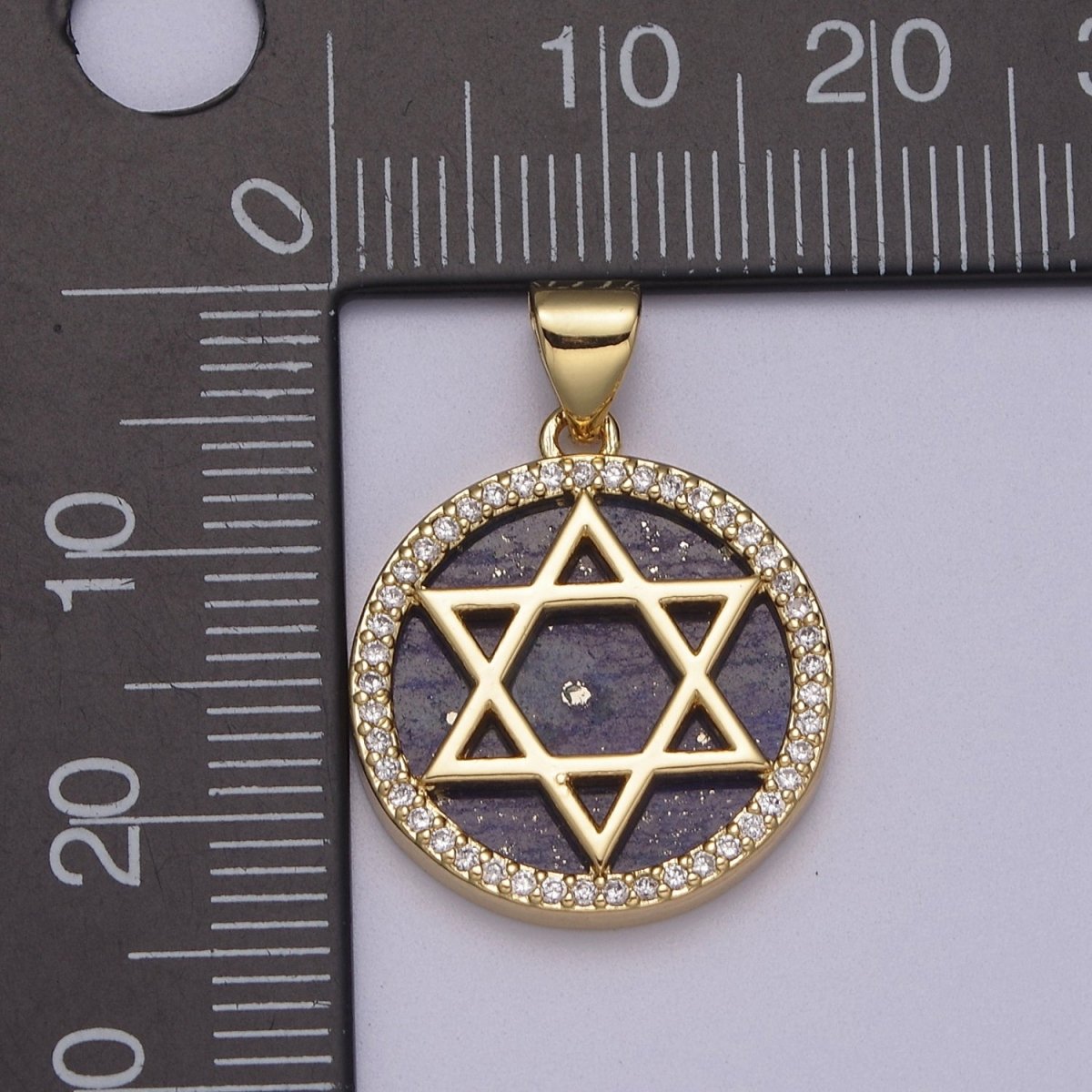 Gold Star David Pearl Medallion Pendant Round Disc Religious Jewish Jewelry for Necklace Earring Charm J-413 J-414