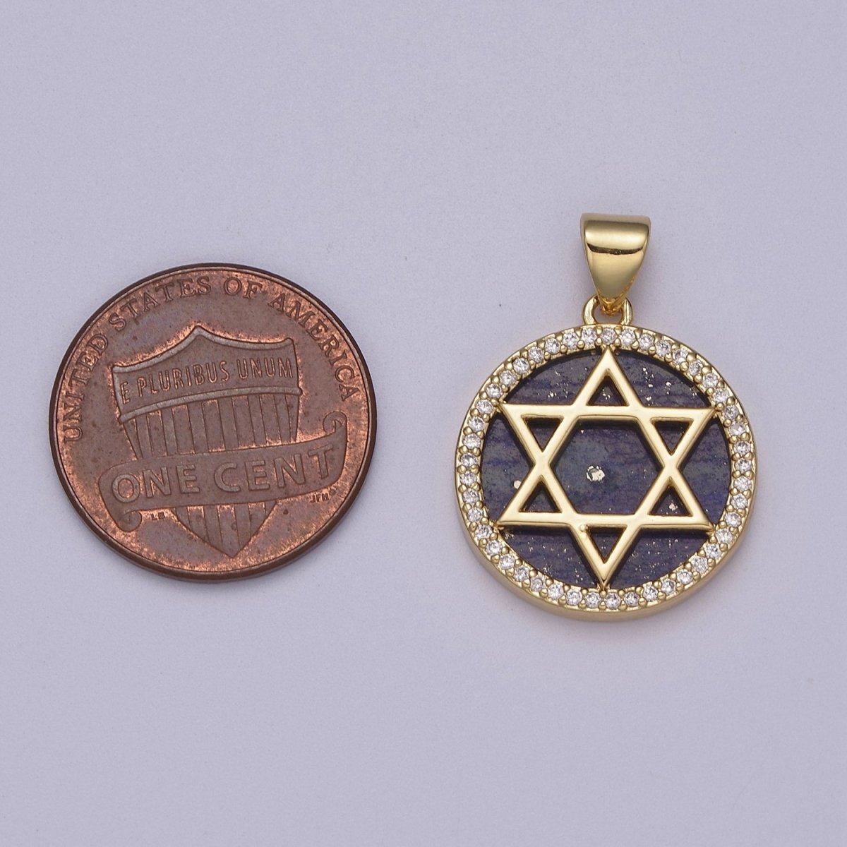 Gold Star David Pearl Medallion Pendant Round Disc Religious Jewish Jewelry for Necklace Earring Charm J-413 J-414