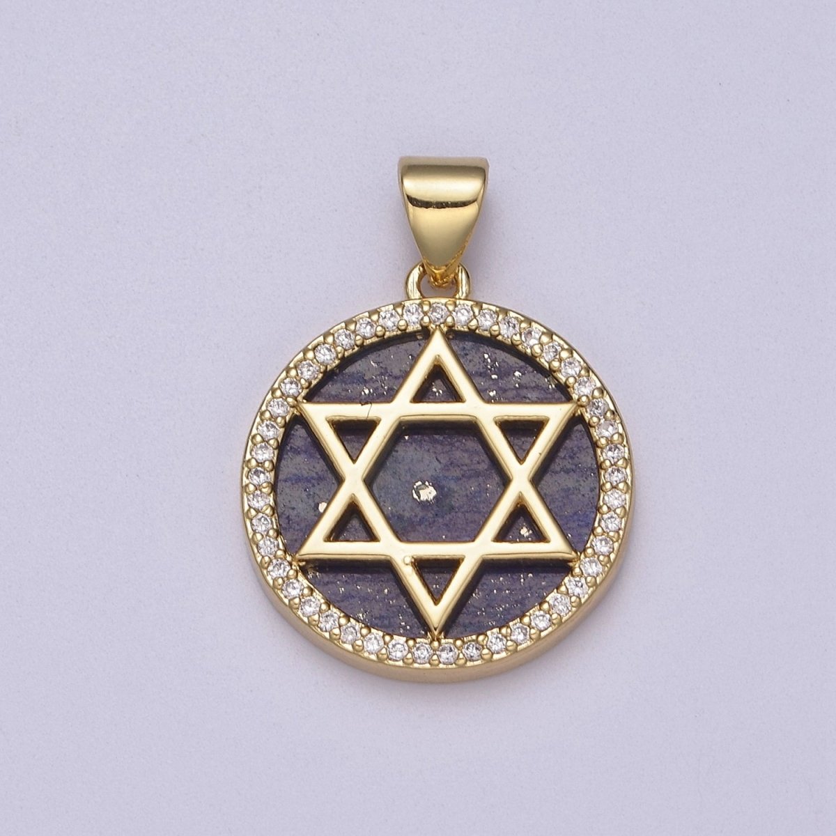 Gold Star David Pearl Medallion Pendant Round Disc Religious Jewish Jewelry for Necklace Earring Charm J-413 J-414