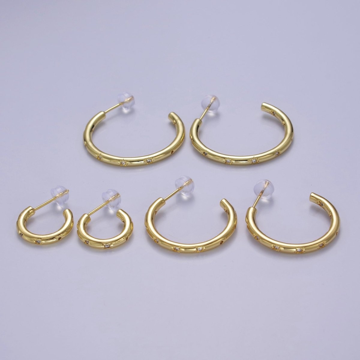 Gold Star Hoop Earring Cz Star Earring Celestial Starburst Everyday Jewelry V-167 V-168 V-169