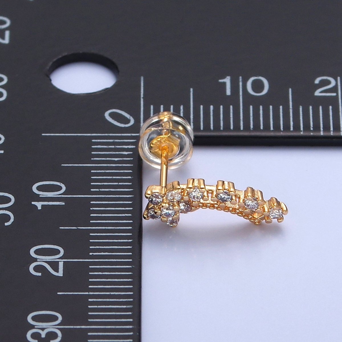 Gold Star Pave Stud Earring T-499 - DLUXCA