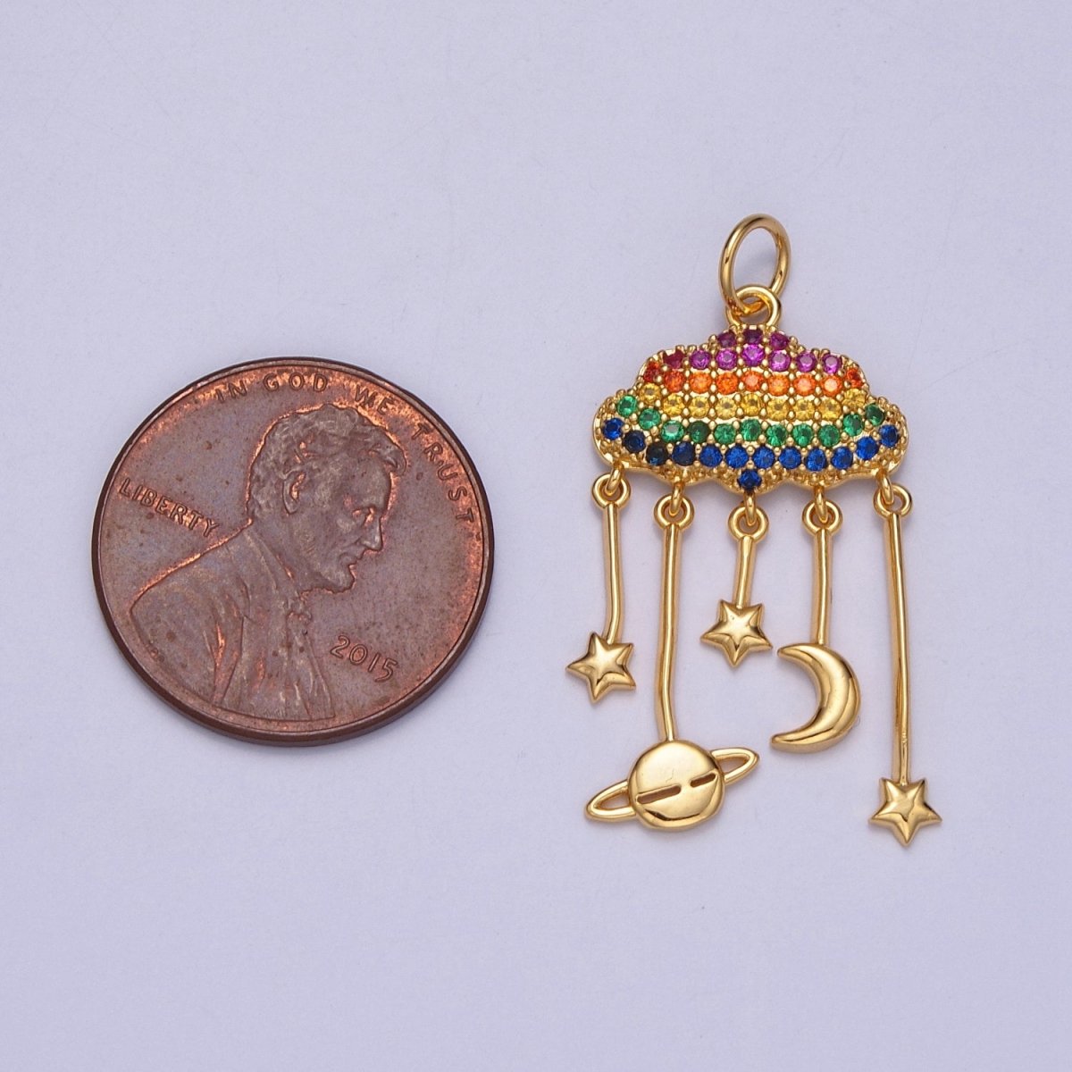 Gold Stars Cloud Moon Saturn Planet Charm Pave Drop Dangle Cloud Crescent Moon Necklace Earring Charm, Sky Charms Pendant | W-201 W-202