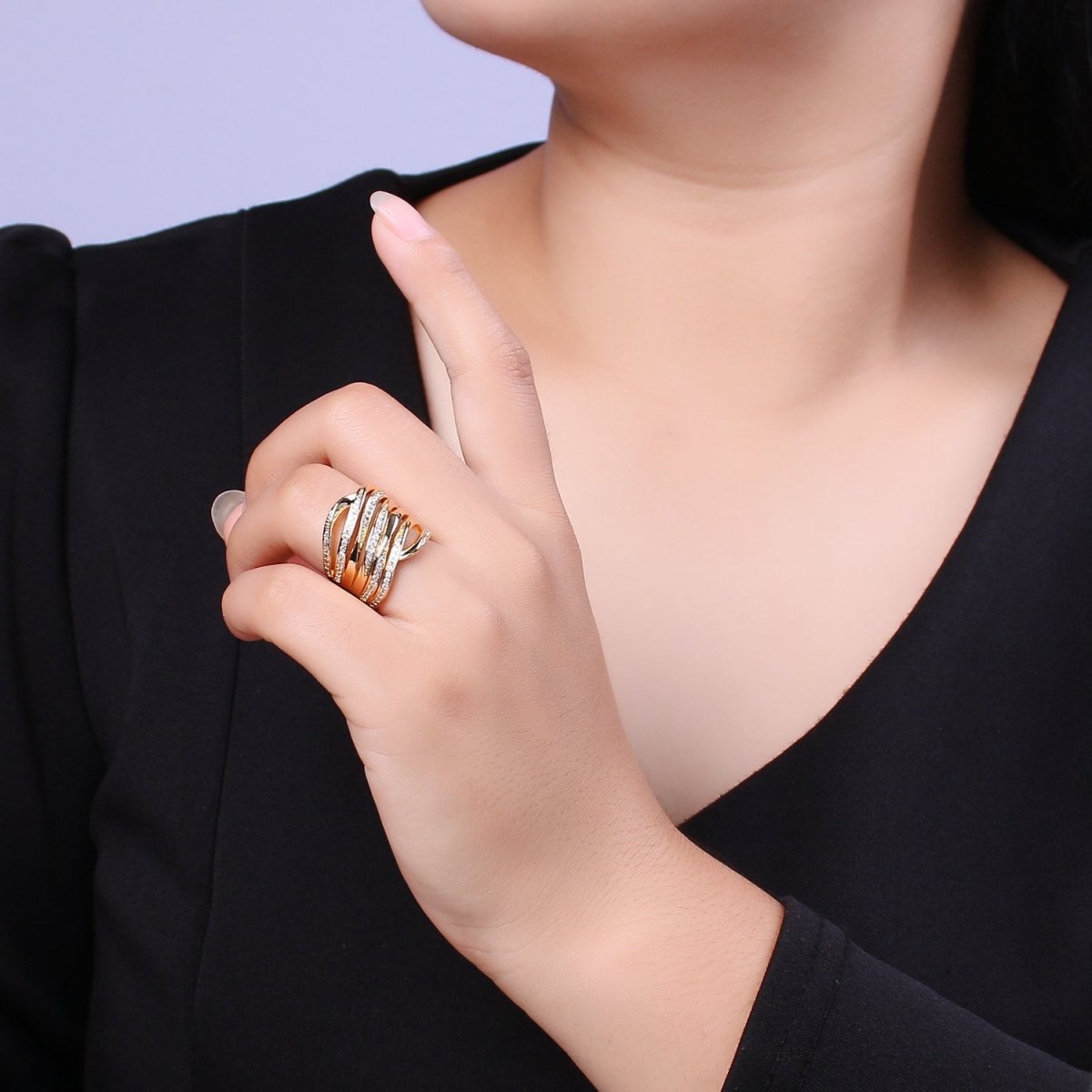 Gold Statement Ring, Gold Ring for Women, Multi Band Ring, Chunky Ring, Wide Ring, Gold Boho Ring, Unique Ring, Rings for woman, Crossover U-105~U-108