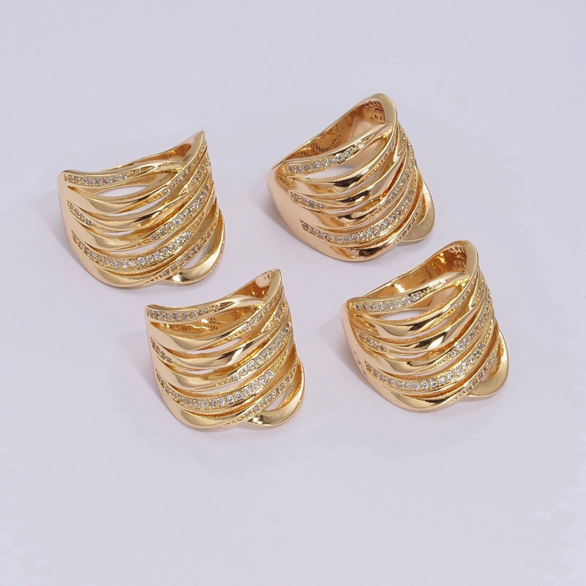Gold Statement Ring, Gold Ring for Women, Multi Band Ring, Chunky Ring, Wide Ring, Gold Boho Ring, Unique Ring, Rings for woman, Crossover U-105~U-108