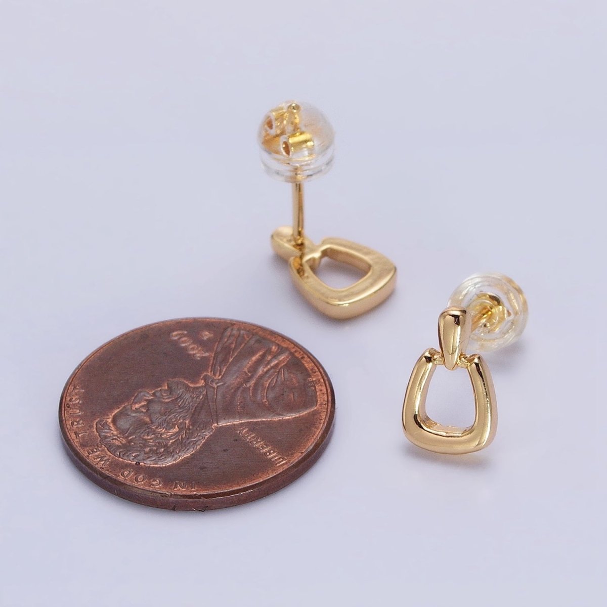 Gold Stud Horseshoe Earrings, Silver Lucky Horseshoe Earring AB611 AB612