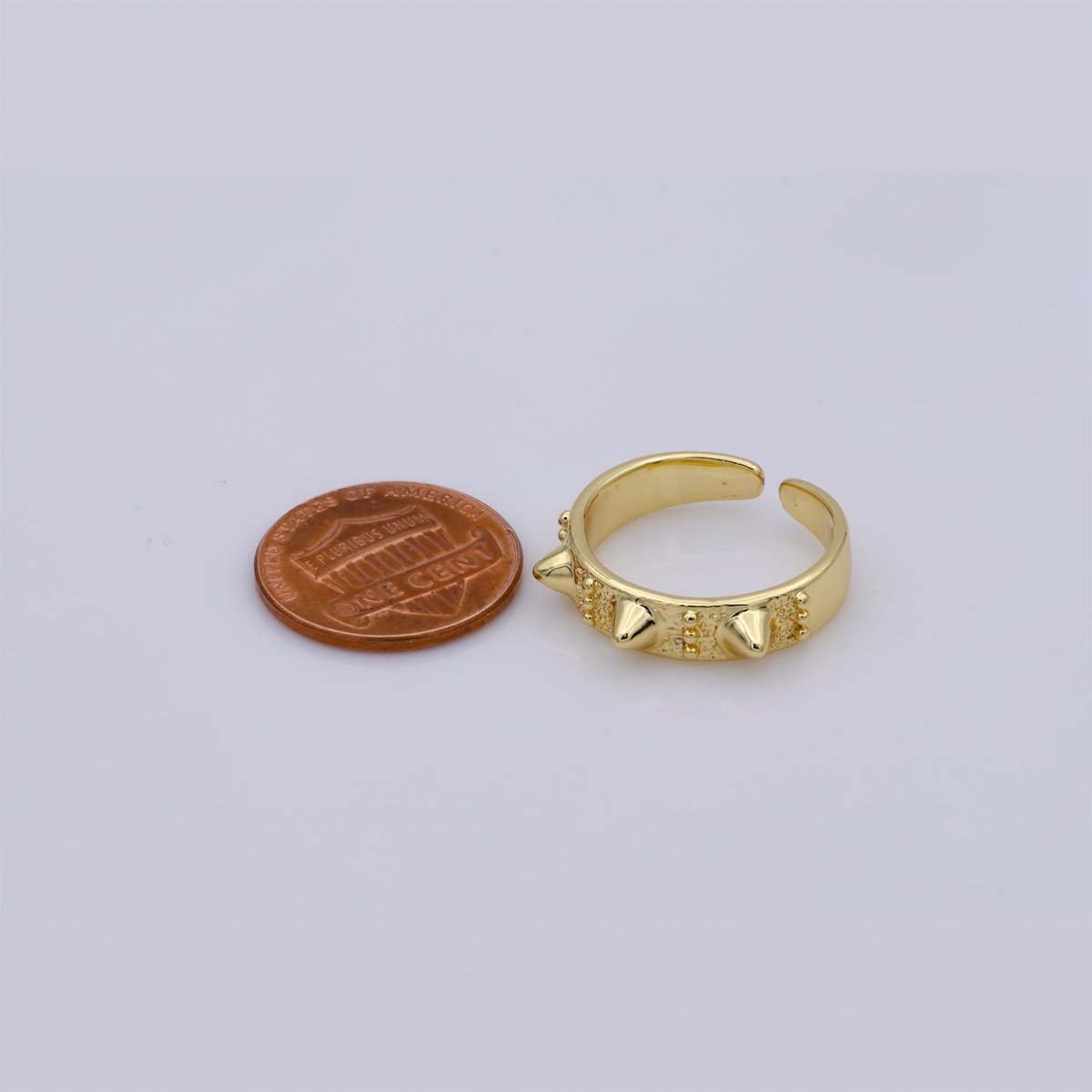 Gold Studed Ring, Minimalist Ring, Gold Ring, Dainty Ring, Ring, Stackable Ring, Midi Ring, Gold Stacking Ring, Gold Spike Adustable Ring R-027 - DLUXCA